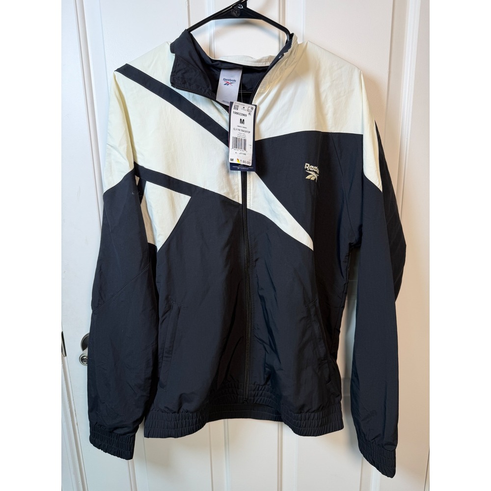 Reebok Classics FR Tracktop Mens Black White Colorblock Windbreaker Jacket M NEW